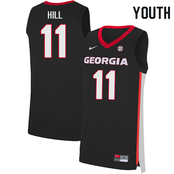 Youth #11 Justin Hill Georgia Bulldogs College Basketball Jerseys Stitched Sale-Black